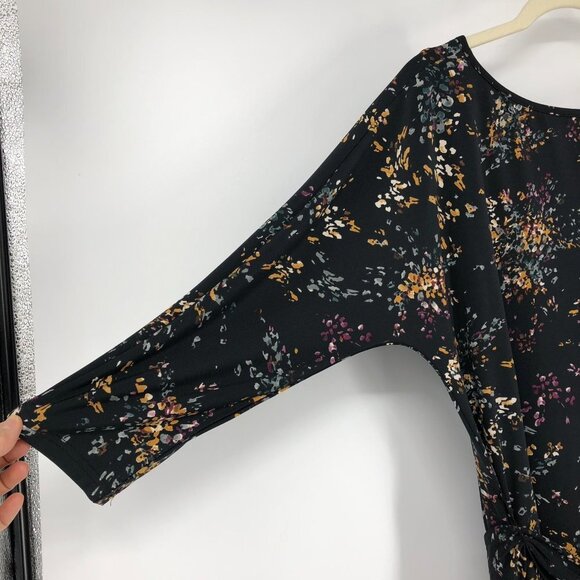 Le Chateau Black floral NWT Boatneck 3/4 sleeve midi dress Size XS - Picture 7 of 16